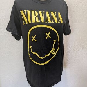 NIRVANA Black Tee with Yellow Smiley